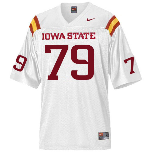Men #79 Mason Skovgard Iowa State Cyclones College Football Jerseys Sale-White